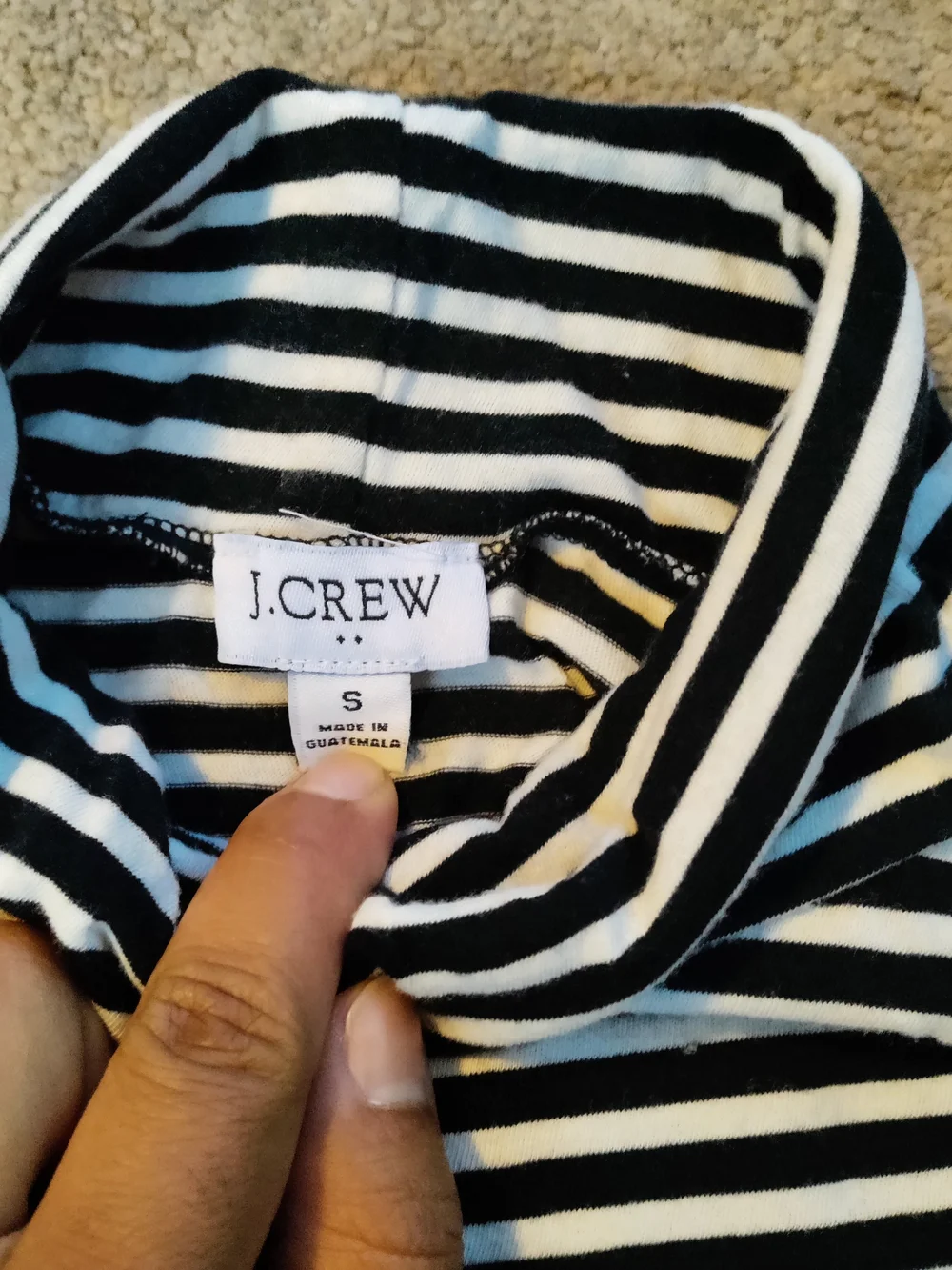 J. Crew Black and White Striped Long Sleeve Turtleneck